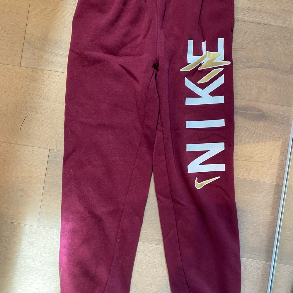Nike Kids Burgundy Joggers with White Logo